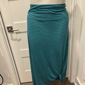 Roxy Teal Striped High Low Skirt